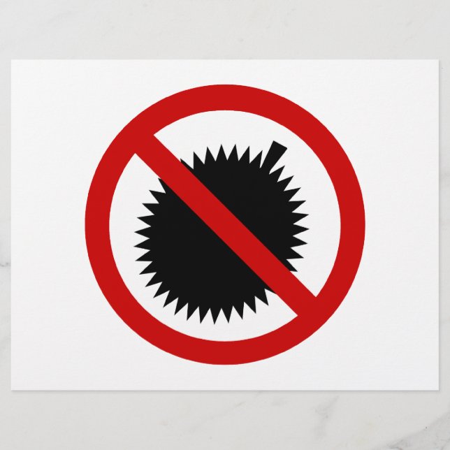 Flyer NO Fruta tropical duriana ⚠ Rótulo tailandés ⚠ (Frente)