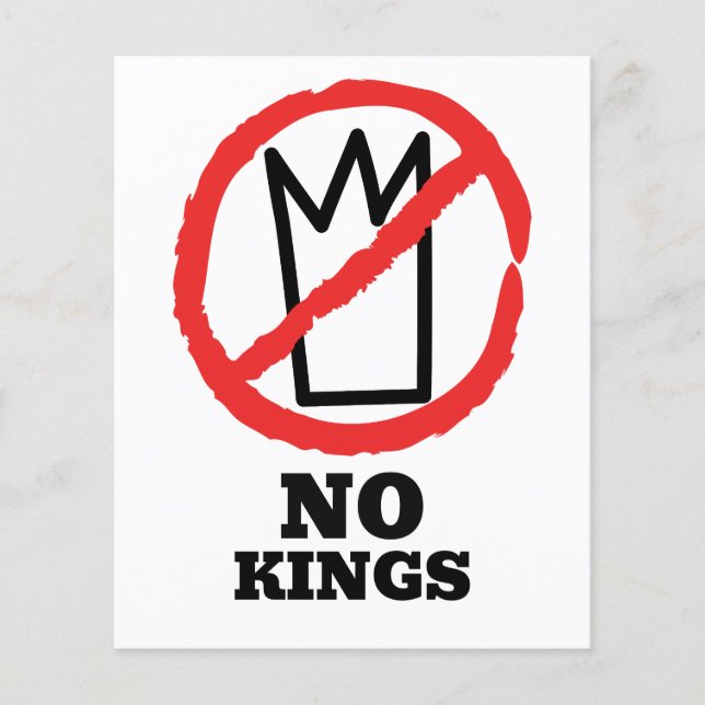 Flyer No kings logo, crown red stop sign design (Frente)