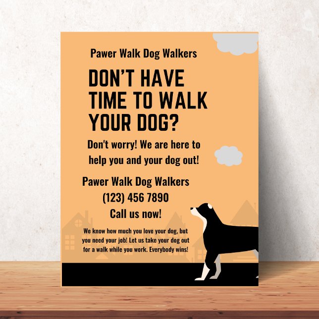 Flyer No tengas tiempo para pasear por tu vagón (Don't Have Time To Walk Your Dog Walker Flyer
)