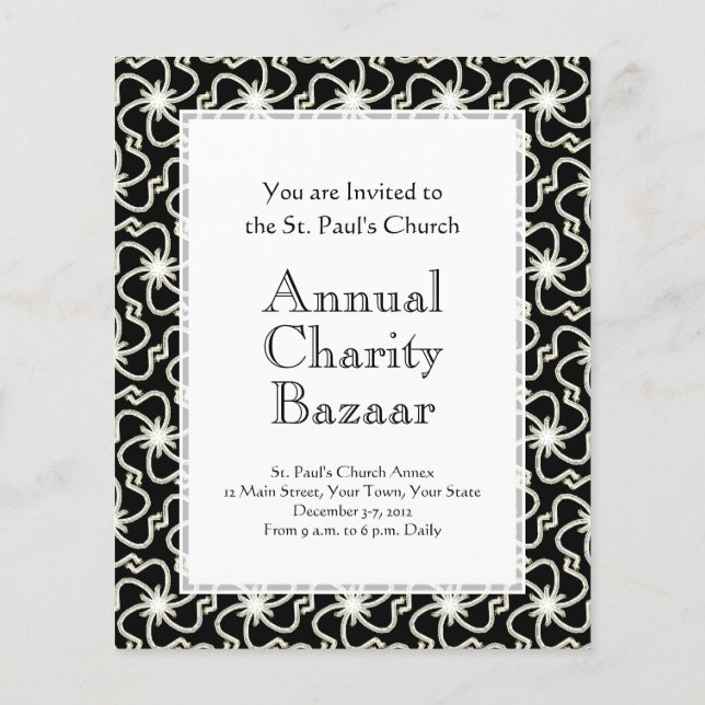 Flyer Noche Starry Elegante Patrón Art Deco Starburst (Atrás)