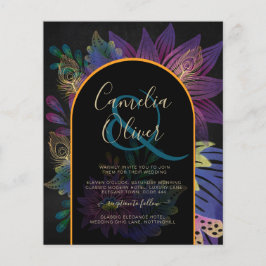 Flyer Noir Peacock Jewel Tones Boda Floral