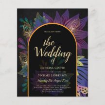Noir Peacock Jewel Tones Boda Floral