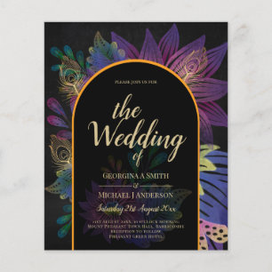 Flyer Noir Peacock Jewel Tones Boda Floral