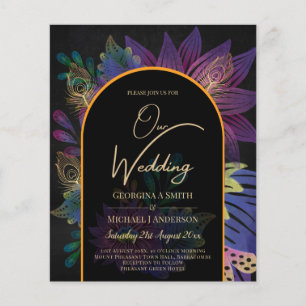 Flyer Noir Peacock Jewel Tones Boda Floral