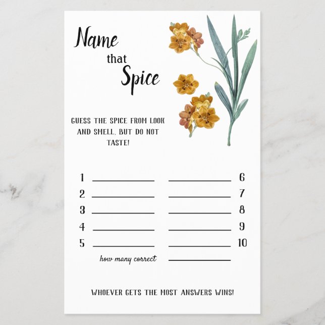 Flyer Nombra esa especia - Flor de naranja (Frente)