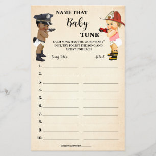 Flyer Nombra la Melodía Tarjeta de Juego de Baby Shower