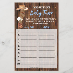 Flyer Nombrar la tarjeta de juego Baby Tune AA Cowboy Sh