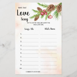 Flyer Nombrar la tarjeta de juego Love Song Bridal Showe
