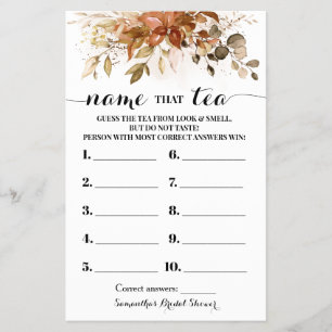Flyer Nombrar la tarjeta de juego Tea Autumn Eucalyptus