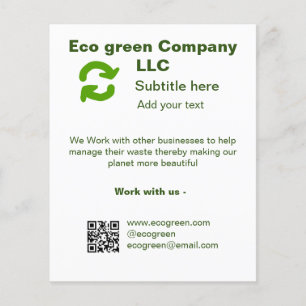 Flyer nombre de empresa verde ecológico código q r sitio