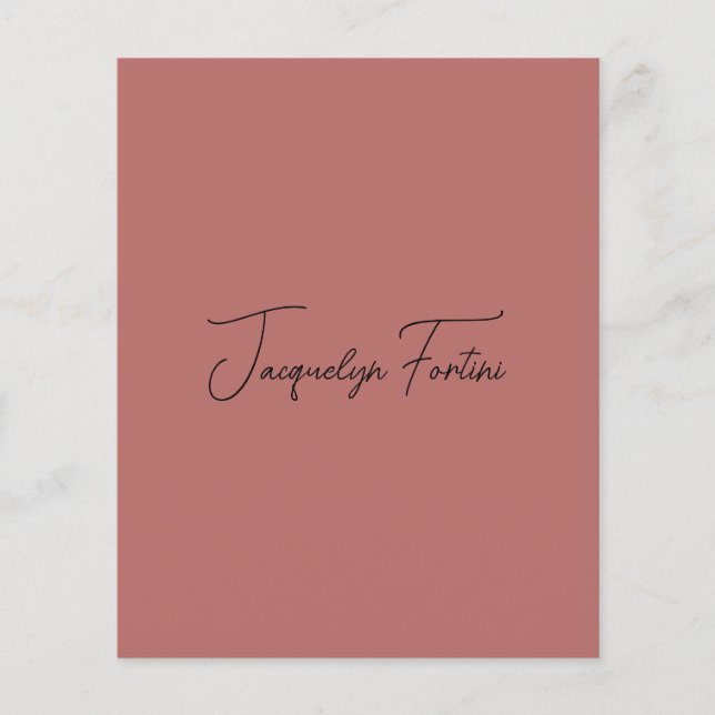 Flyer Nombre de guión elegante de caligrafía Minimalista (Frente)