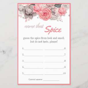 Flyer Nombre de la tarjeta de juego Spice Bridal Shower
