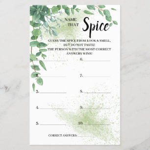 Flyer Nombre de la tarjeta de juego Spice Eucalyptus Bri