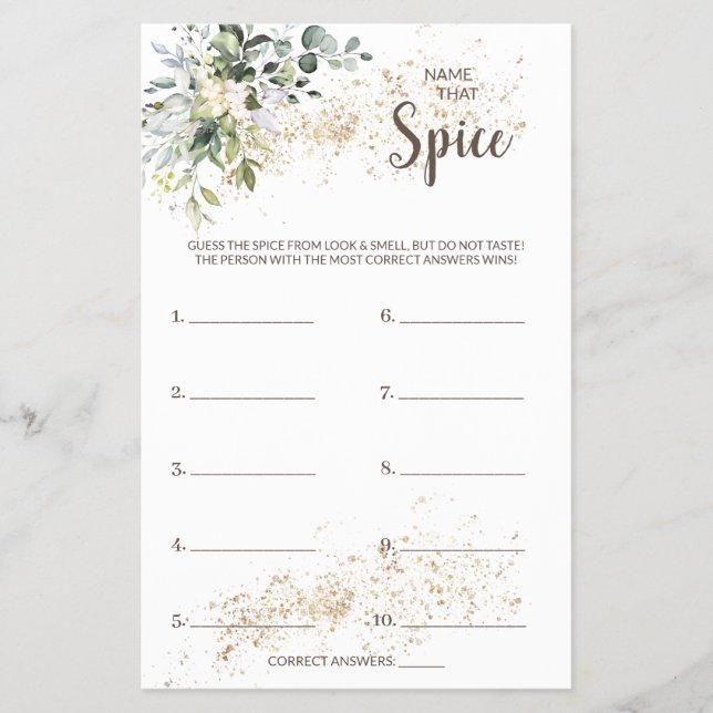 Flyer Nombre de la tarjeta de juego Spice Herbal Bridal  (Frente)