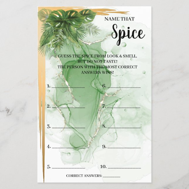 Flyer Nombre de la tarjeta de juego Spice Tropical Brida (Frente)