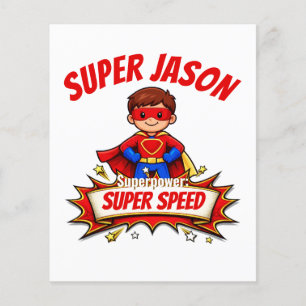 Flyer Nombre de superhéroe personalizado para niños y su