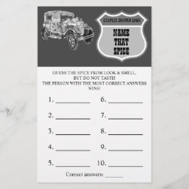 Flyer Nombre esa especia | Tarjeta de juego para ducha d