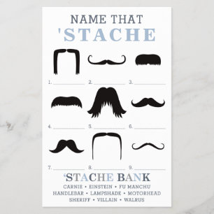 Flyer Nombre Ese Juego De Mustache, Azul, Gris