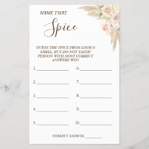 Flyer Nombre floral que tarjeta de juego Spice Bridal pa
