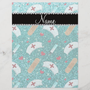 Flyer Nombre personalizado robin azul purpurina enfermer