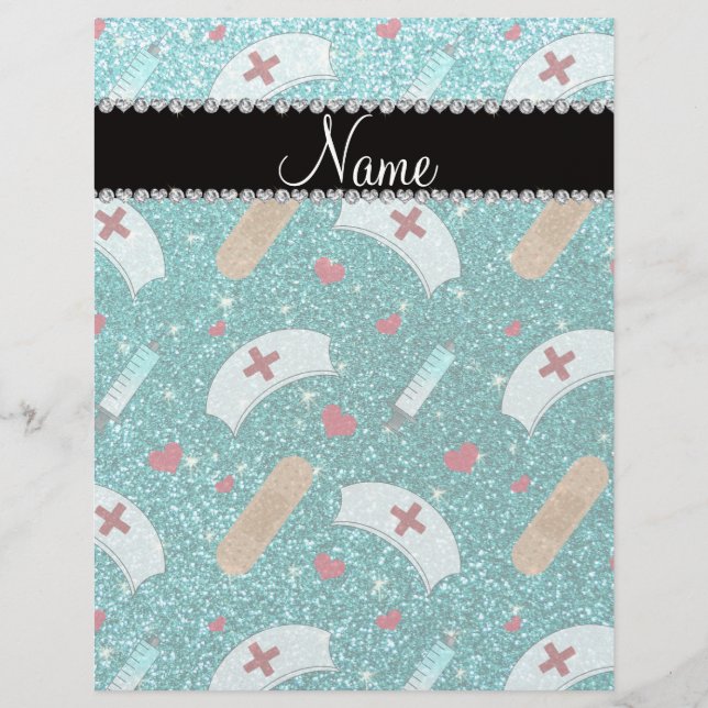 Flyer Nombre personalizado robin azul purpurina enfermer (Frente)