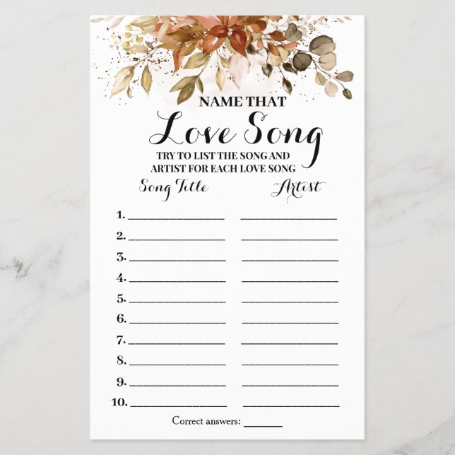 Flyer Nombre que ama la canción otoño Eucalyptus Shower  (Frente)