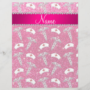 Flyer Nombre rosa purpurina rosa enfermero gorras de med
