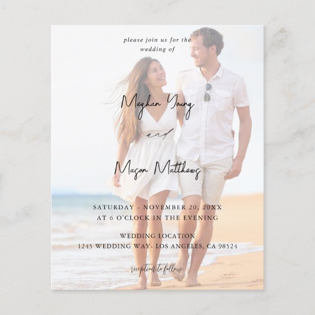 Flyer Nombres de presupuesto Boda moderno de foto 6 V3 (Frente)