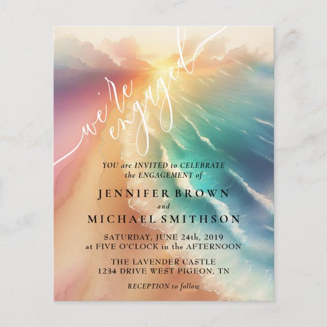 Flyer Nos comprometimos con Ocean Beach Watercolor Summe (Frente)