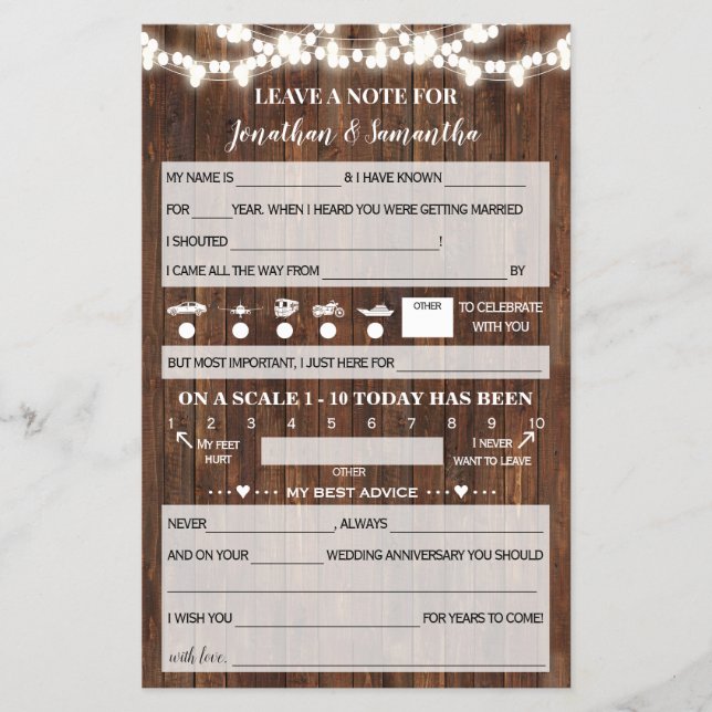 Flyer Nota de baja para tarjeta de Boda par occidental (Frente)