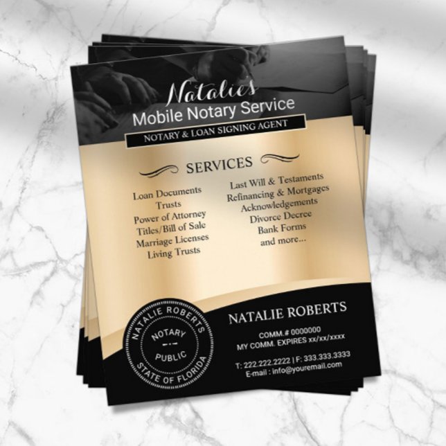 Flyer Notario Agente de firma de préstamos públicos Negr (Subido por el creador)