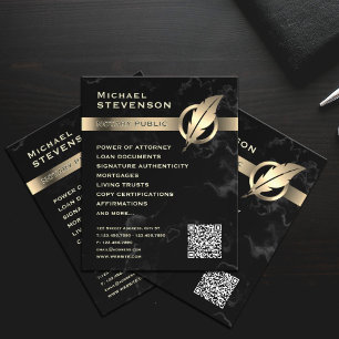 Flyer Notario de plumas de oro de mármol negro
