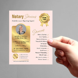 Flyer Notary Loan Siging Agent Rubor Pink & Gold Photo