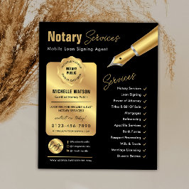 Flyer Notary Loan Sigking Agent Stamp Black & Gold Logot