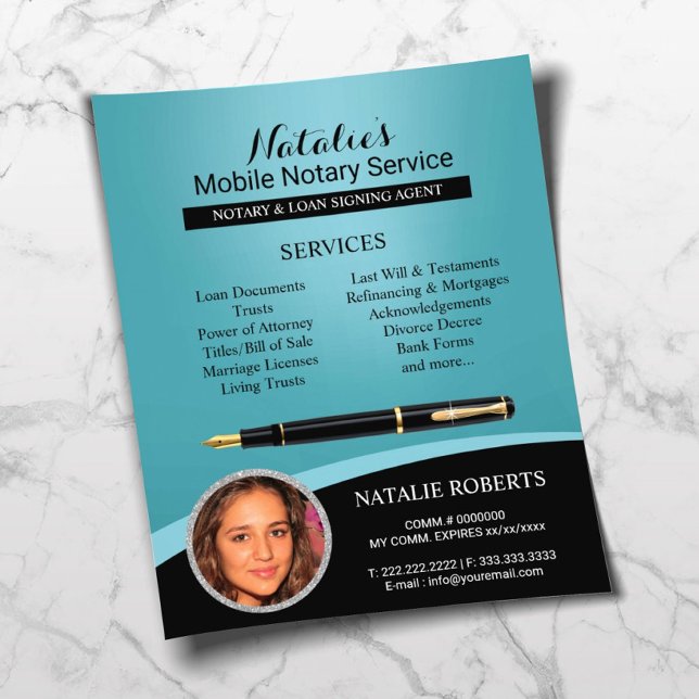 Flyer Notary Loan Signing Agent Professional Foto Verde  (Subido por el creador)