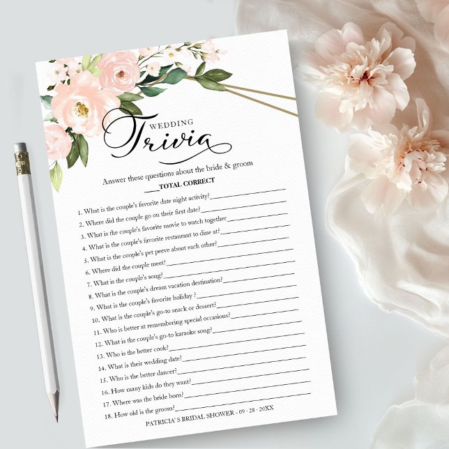 Flyer Novia y Groom Trivia Bridal Shower Game (Subido por el creador)