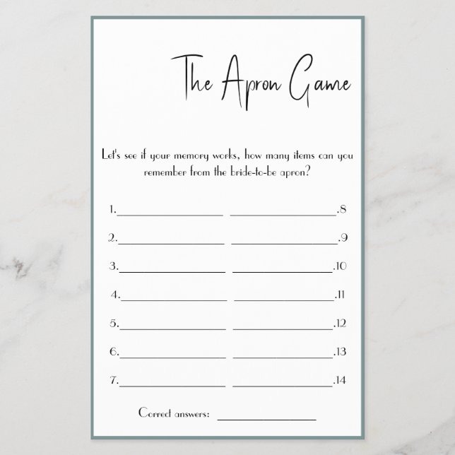 Flyer Novias Apron - Volador de juegos de ducha (Frente)