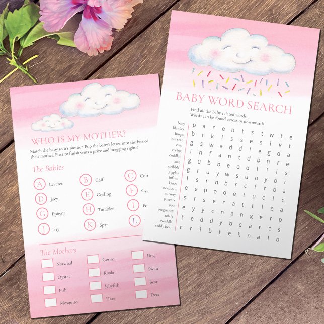 Flyer Nubes de ducha bebé palabra búsqueda juego de jueg (Subido por el creador)