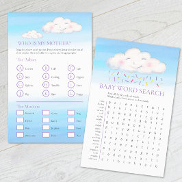 Flyer Nubes de ducha bebé palabra búsqueda juego de jueg