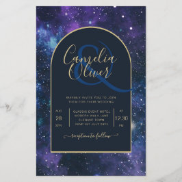 Flyer NUDGET Starry Night Purple Blue Wedding INVITE