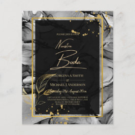 Flyer NUESTRA BODA Black Gold Ink Wedding INVITE