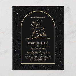 Flyer NUESTRA BODA BLACK GOLD Starry Night INVITE
