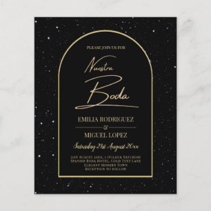 Flyer NUESTRA BODA BLACK GOLD Starry Night INVITE