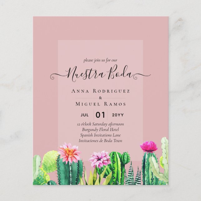 Flyer Nuestra Boda CACTI Fiesta España Wedding INVITE (Frente)
