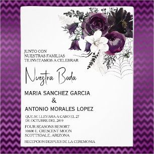 Flyer Nuestra Boda, flor de Halloween, Boda español