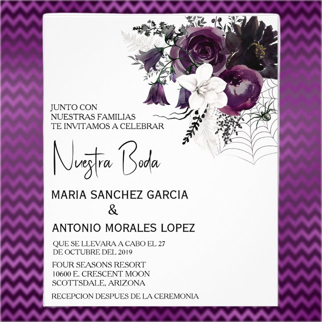 Flyer Nuestra Boda, flor de Halloween, Boda español (Subido por el creador)