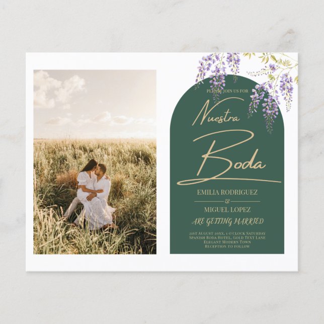 Flyer NUESTRA BODA FOTO Wisteria Invitación a la boda es (Frente)