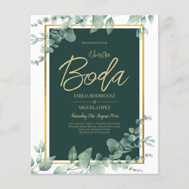 Flyer Nuestra Boda Greenery BODA español QR CODE (Frente)