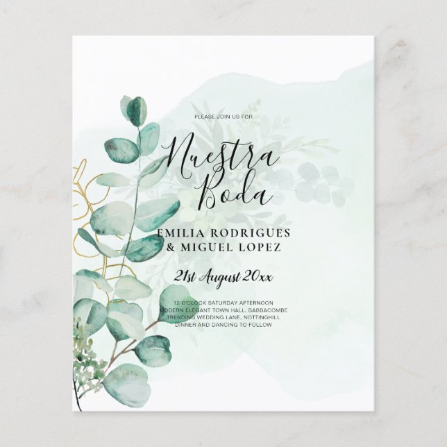 Flyer NUESTRA BODA Greenery Invitación de BODA española (Frente)