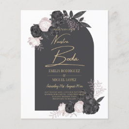Flyer NUESTRA BODA Gris Rubefacción Rojas rosadas Españo